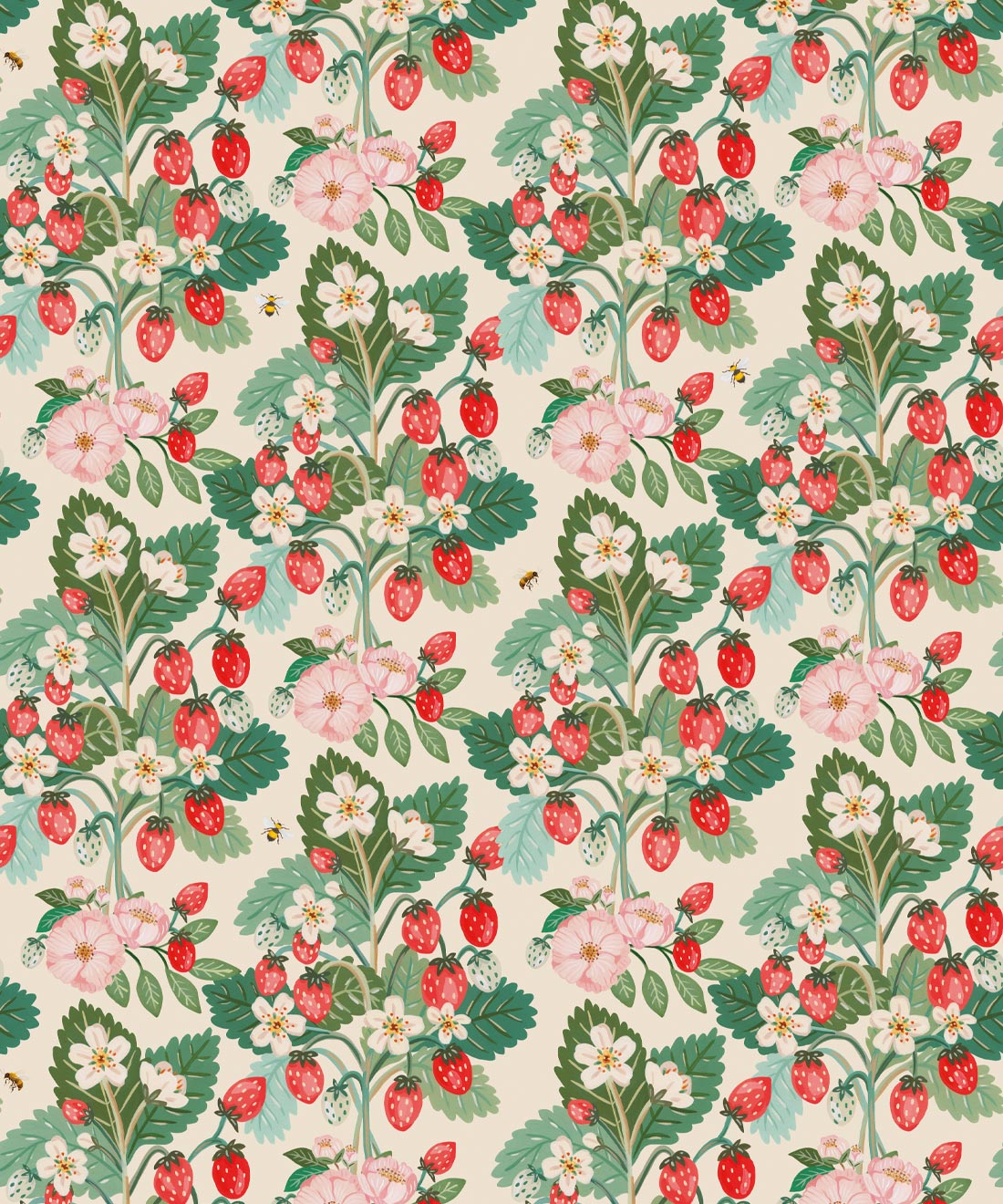 Strawberries Wallpaper • Bespoke Letterpress • Linen • Swatch