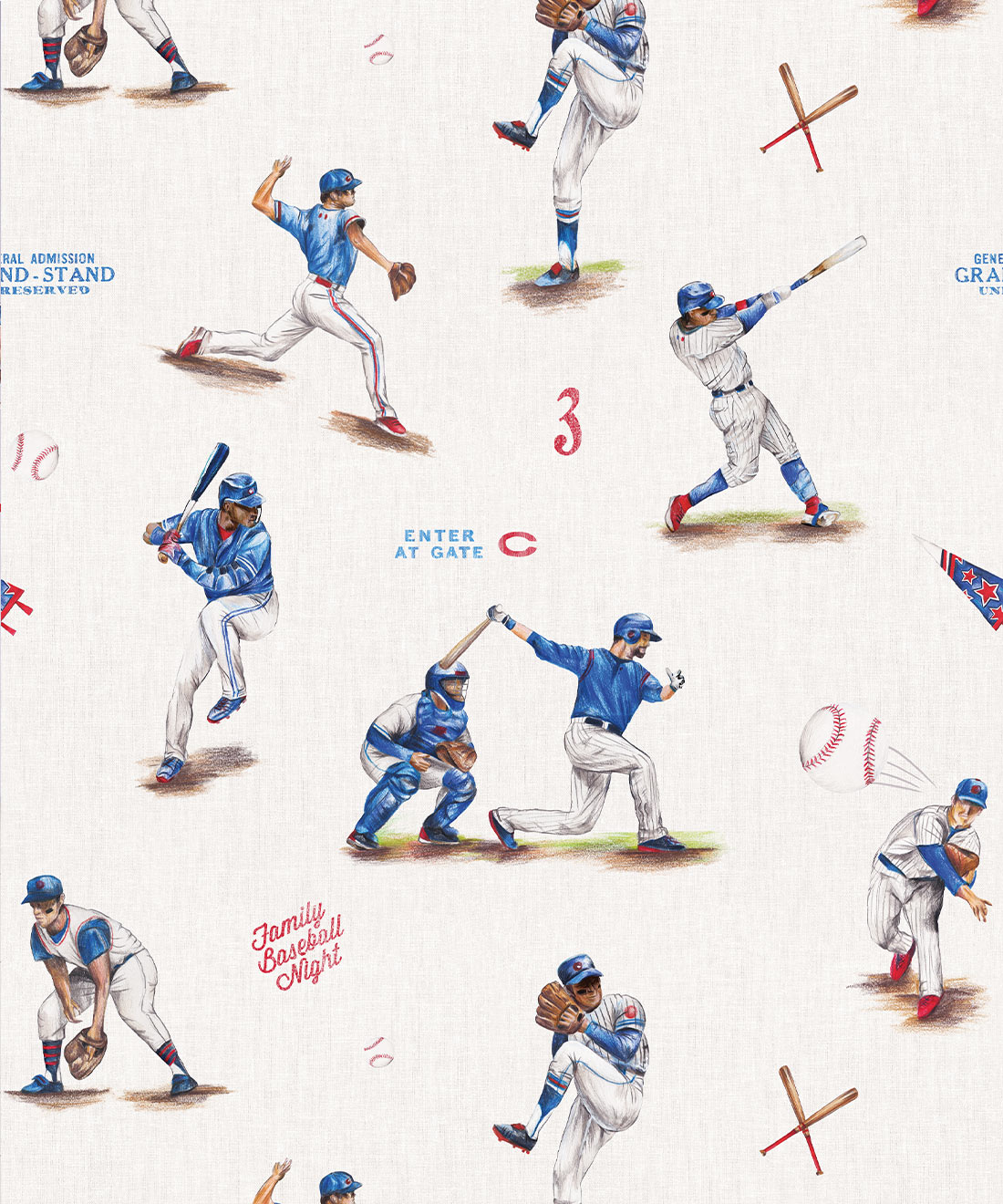 Baseball Wallpaper • Milton & King Studio • Strangers • Swatch