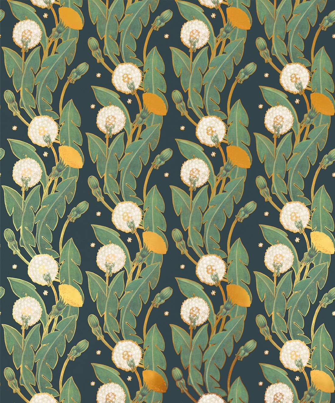 Dandelions Metallic Wallpaper