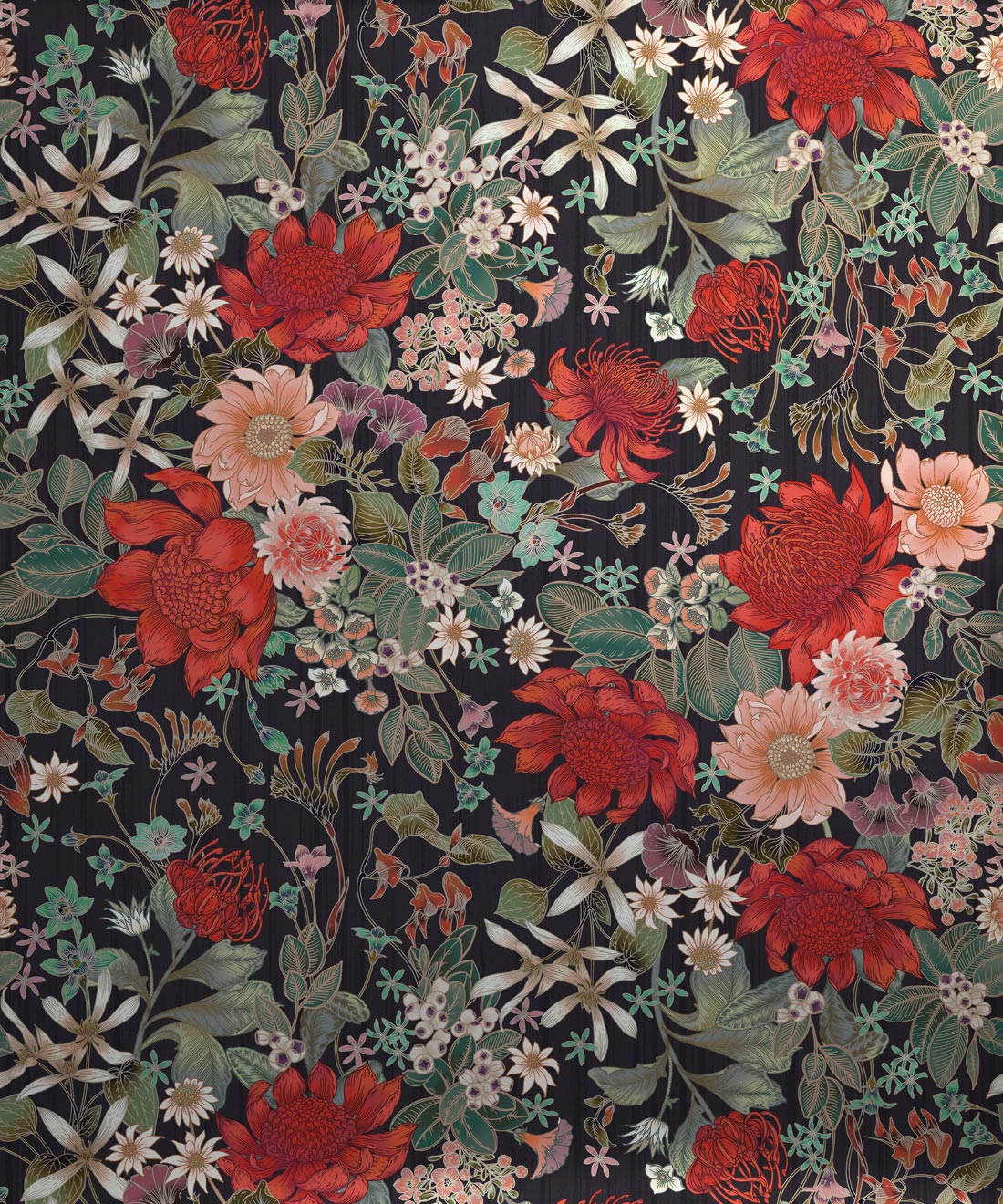 Bouquet Metallic Wallpaper